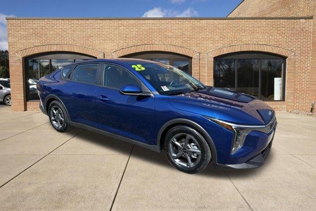 2025 Kia K4 LXS FWD in Deep Sea Blue — front three-quarter view